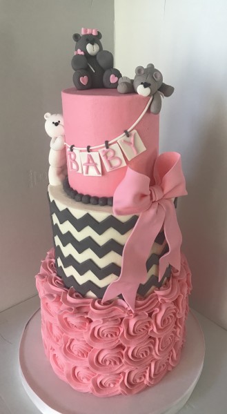 Pink & Gray Baby Shower Cake