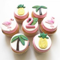 Pink Tropical Cupcakes