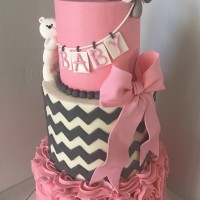 Pink & Gray Baby Shower Cake